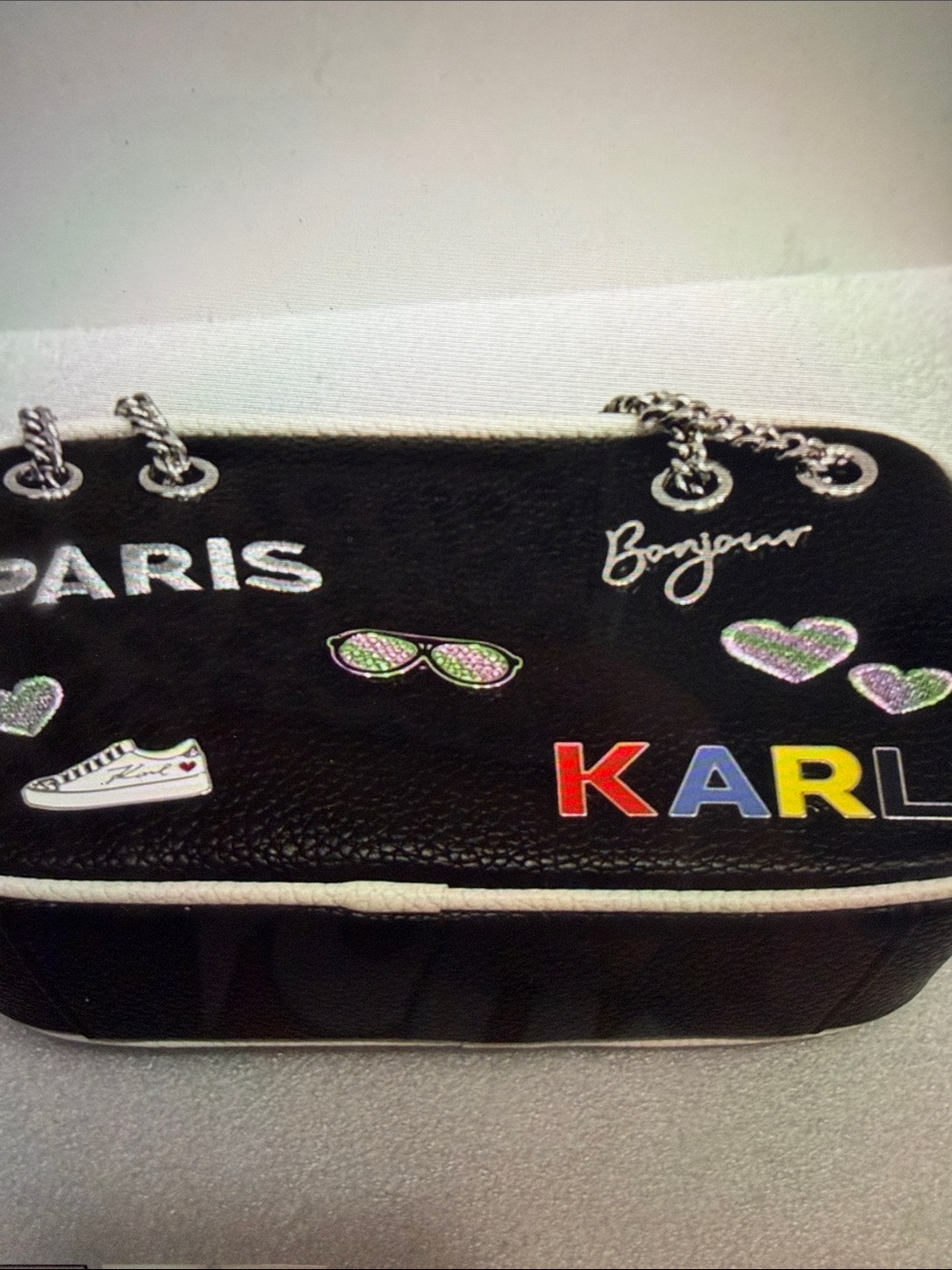 Karl Lagerfeld Black embellished Crossbody Bag